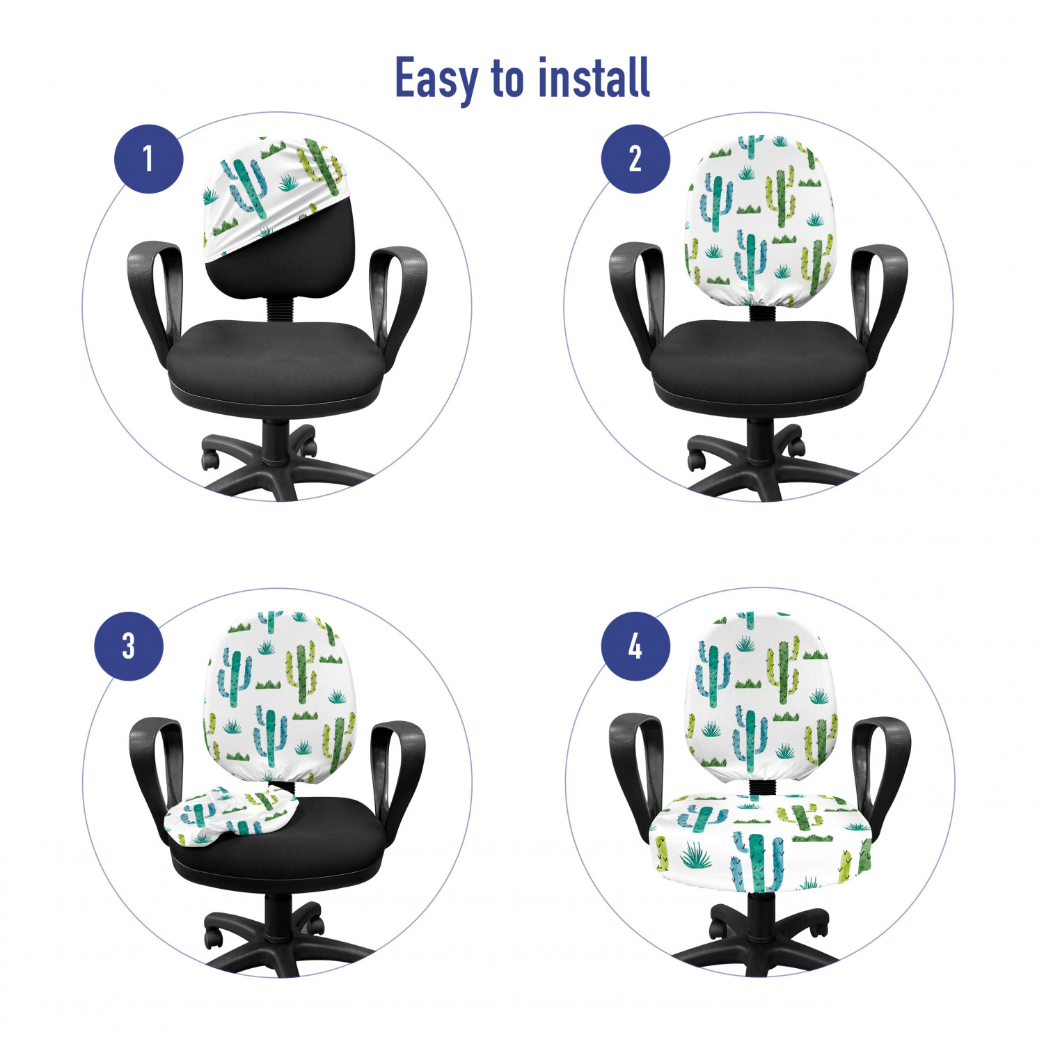 Ambesonne Cactus Office Chair Slipcover Protective Stretch Cover - Picture 235 of 244