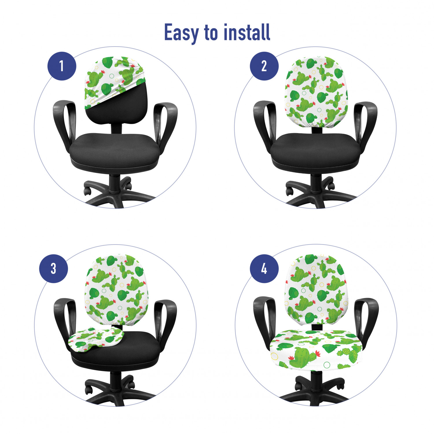 Ambesonne Cactus Office Chair Slipcover Protective Stretch Cover - Picture 91 of 244