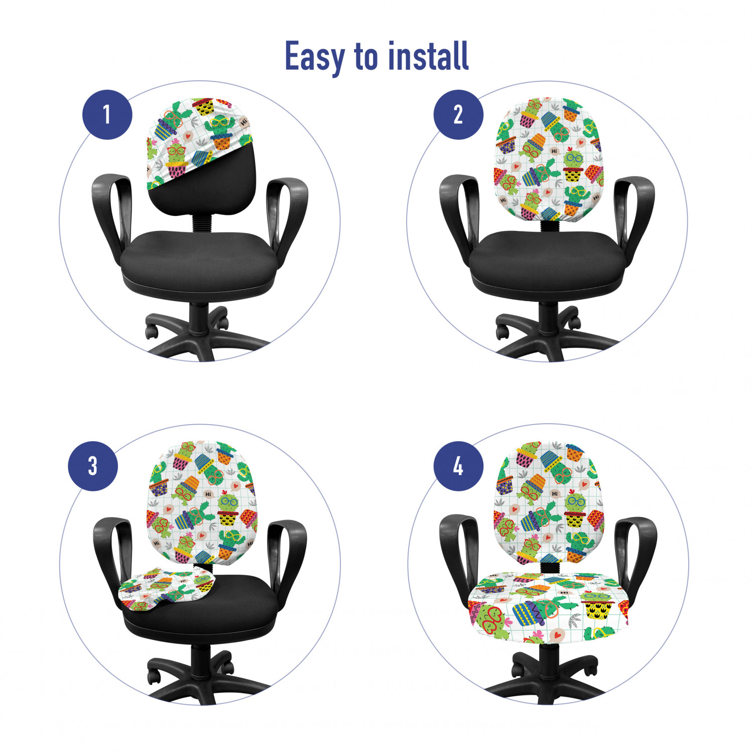 Ambesonne Cactus Office Chair Slipcover Protective Stretch Cover - Picture 43 of 244