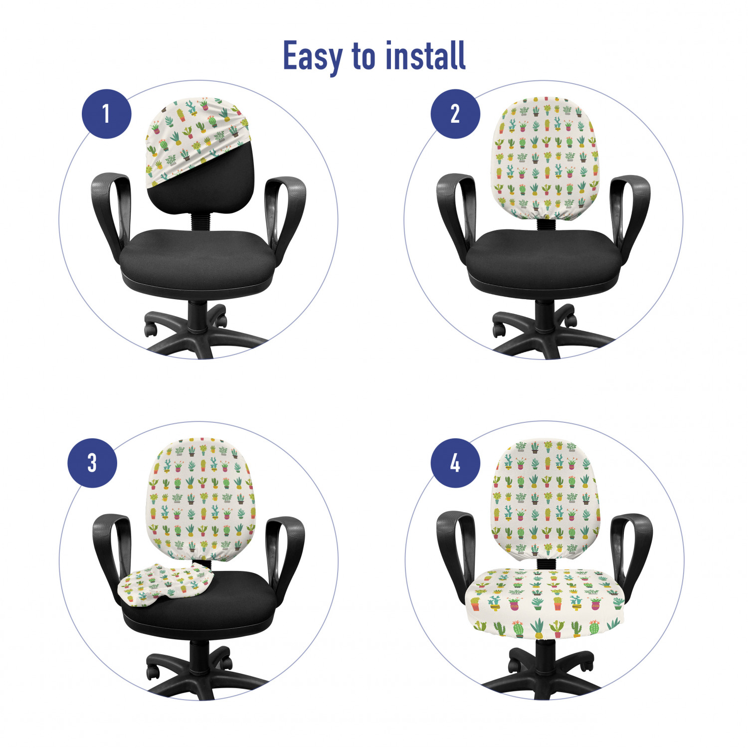 Ambesonne Cactus Office Chair Slipcover Protective Stretch Cover - Picture 99 of 244