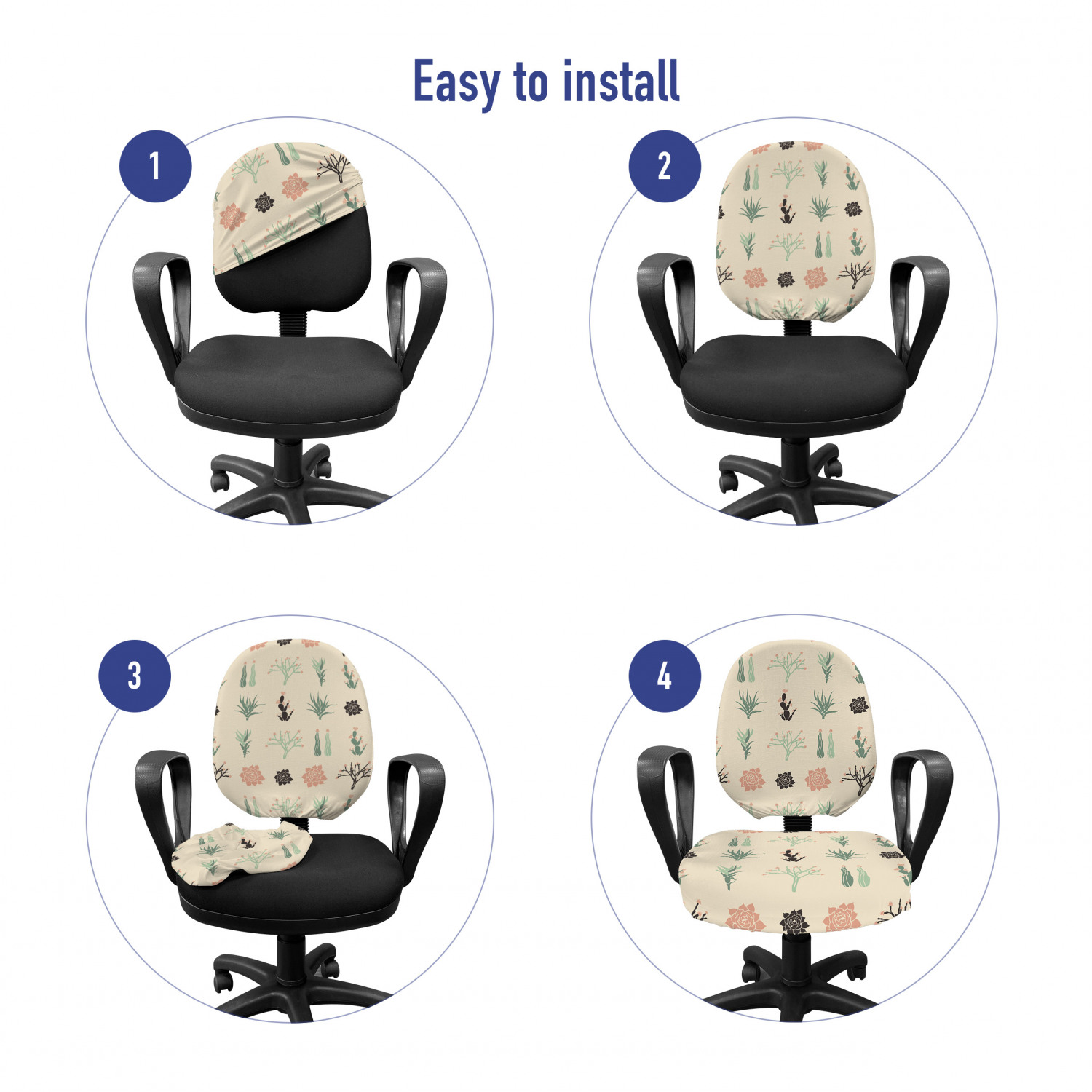 Ambesonne Cactus Office Chair Slipcover Protective Stretch Cover - Picture 203 of 244