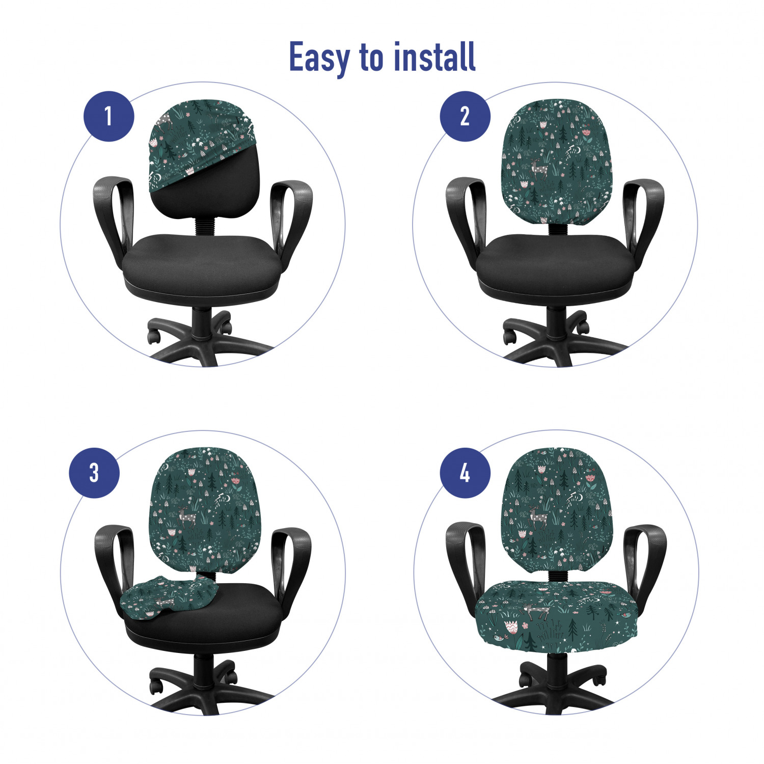 Ambesonne Botany Office Chair Slipcover Protective Stretch Cover - Picture 183 of 184