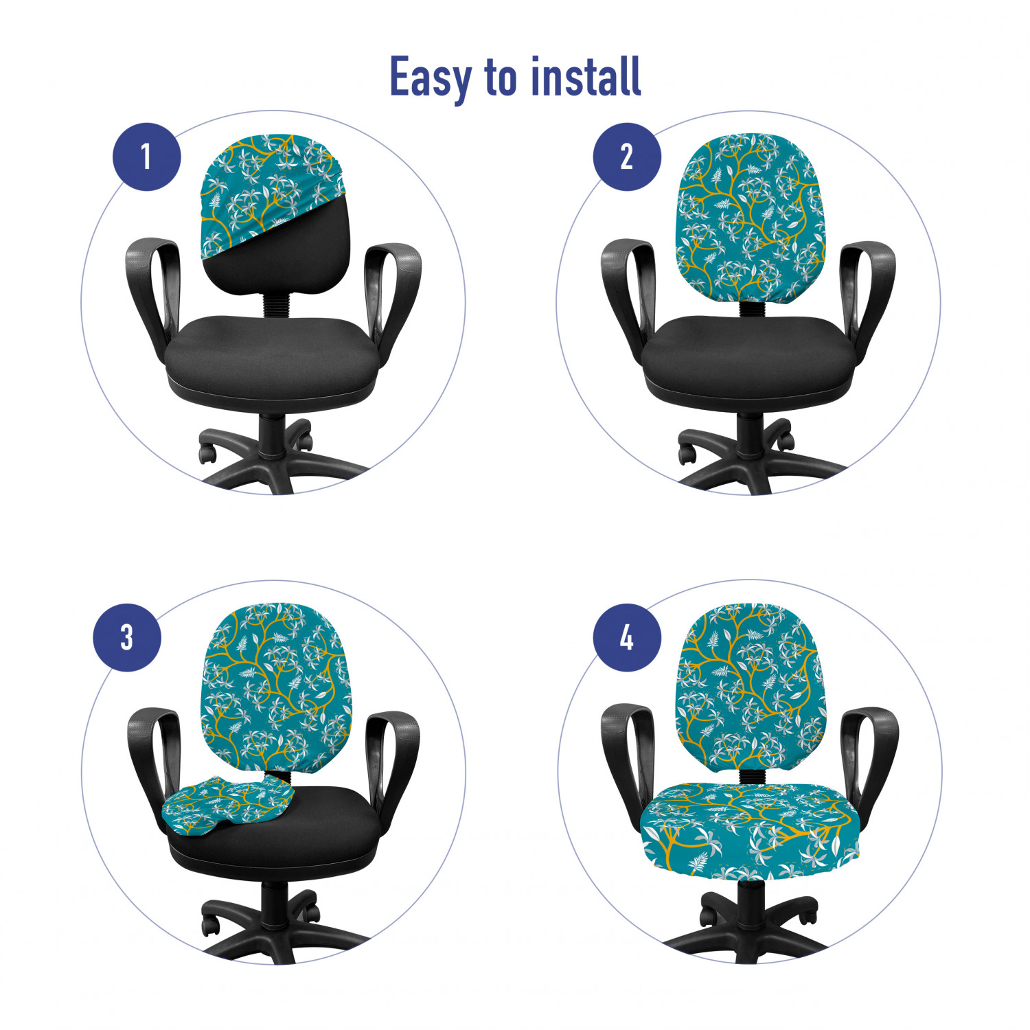 Ambesonne Botany Office Chair Slipcover Protective Stretch Cover - Picture 139 of 184