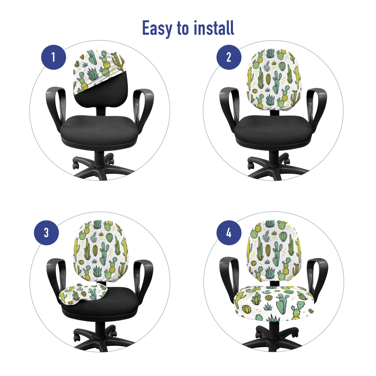 Ambesonne Cactus Office Chair Slipcover Protective Stretch Cover - Picture 219 of 244