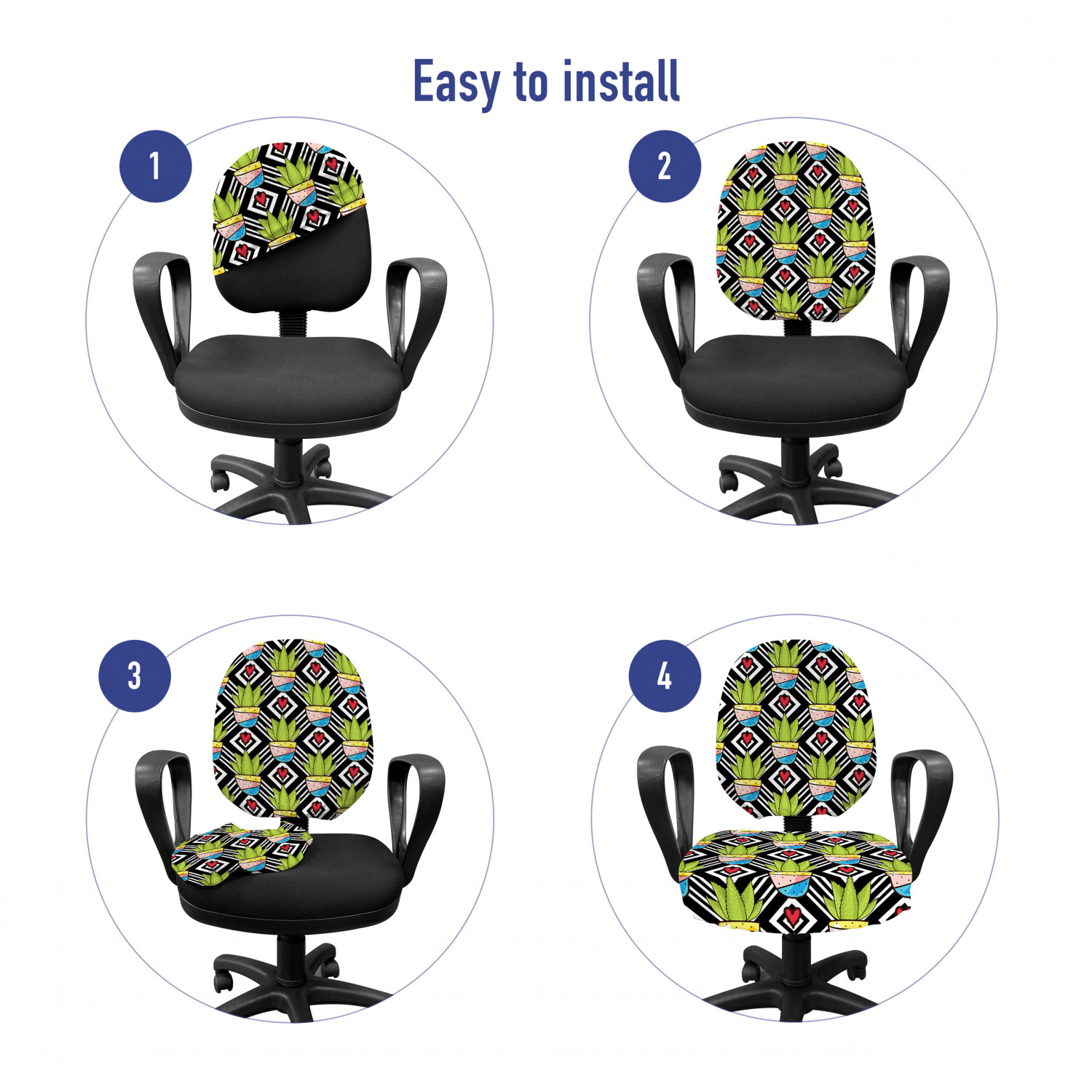 Ambesonne Cactus Office Chair Slipcover Protective Stretch Cover - Picture 179 of 244