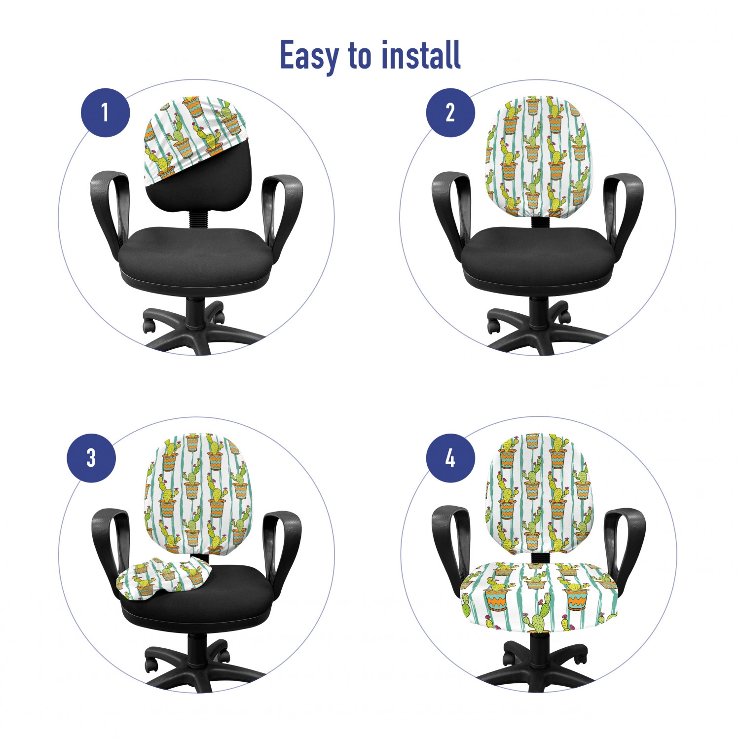 Ambesonne Cactus Office Chair Slipcover Protective Stretch Cover - Picture 227 of 244