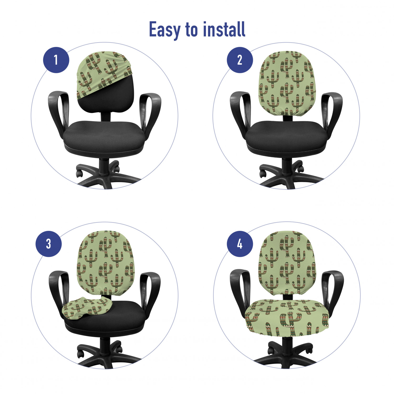 Ambesonne Cactus Office Chair Slipcover Protective Stretch Cover - Picture 143 of 244