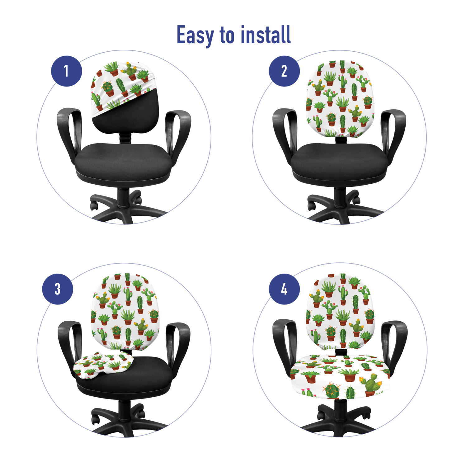 Ambesonne Cactus Office Chair Slipcover Protective Stretch Cover - Picture 95 of 244