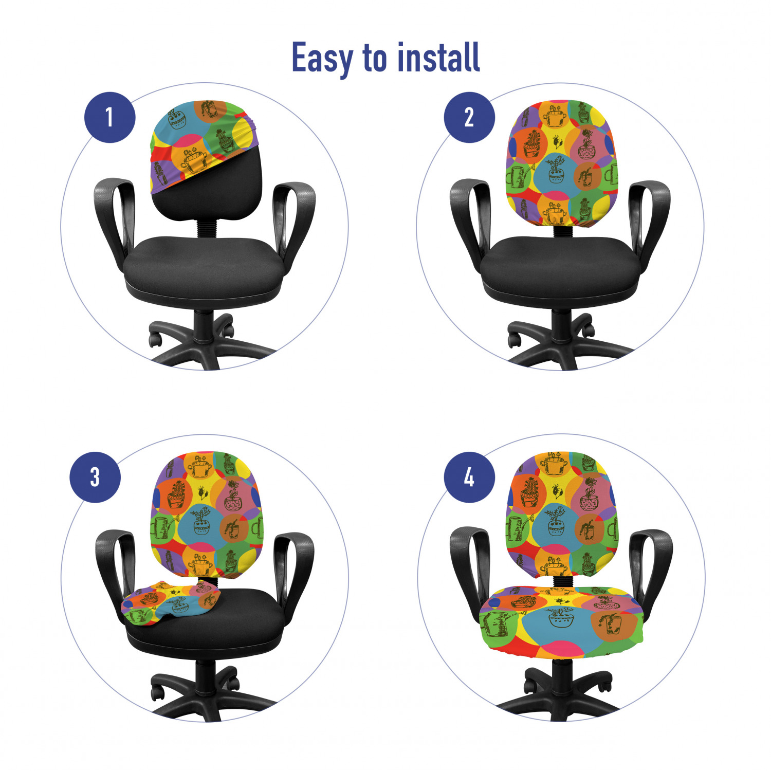 Ambesonne Cactus Office Chair Slipcover Protective Stretch Cover - Picture 131 of 244