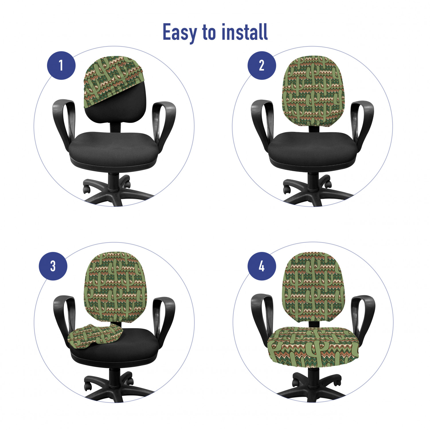 Ambesonne Cactus Office Chair Slipcover Protective Stretch Cover - Picture 59 of 244