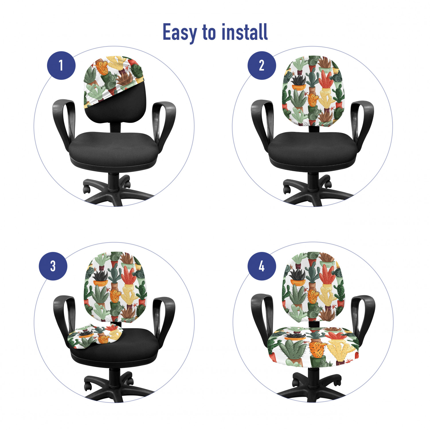 Ambesonne Cactus Office Chair Slipcover Protective Stretch Cover - Picture 147 of 244