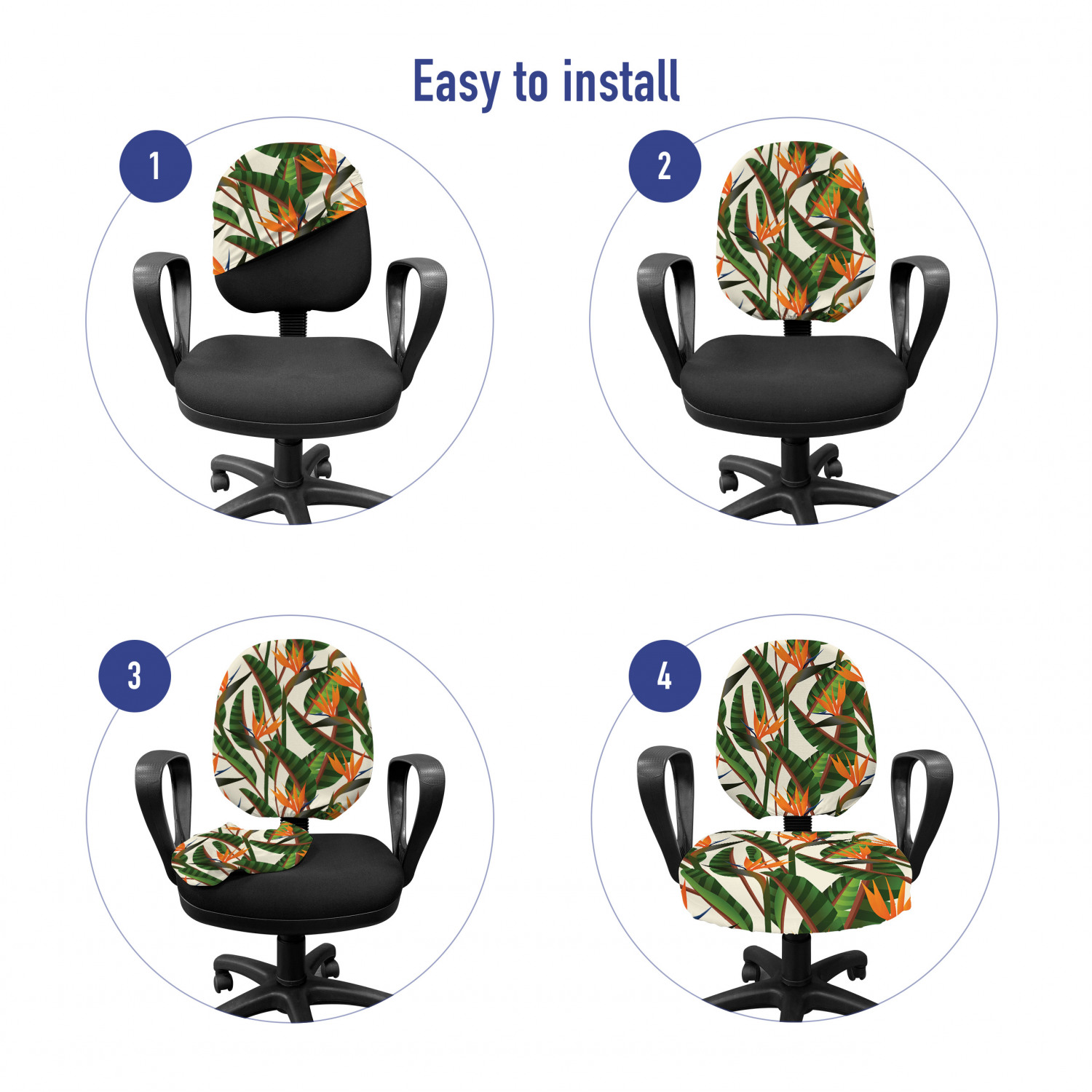 Ambesonne Botany Office Chair Slipcover Protective Stretch Cover - Picture 63 of 184