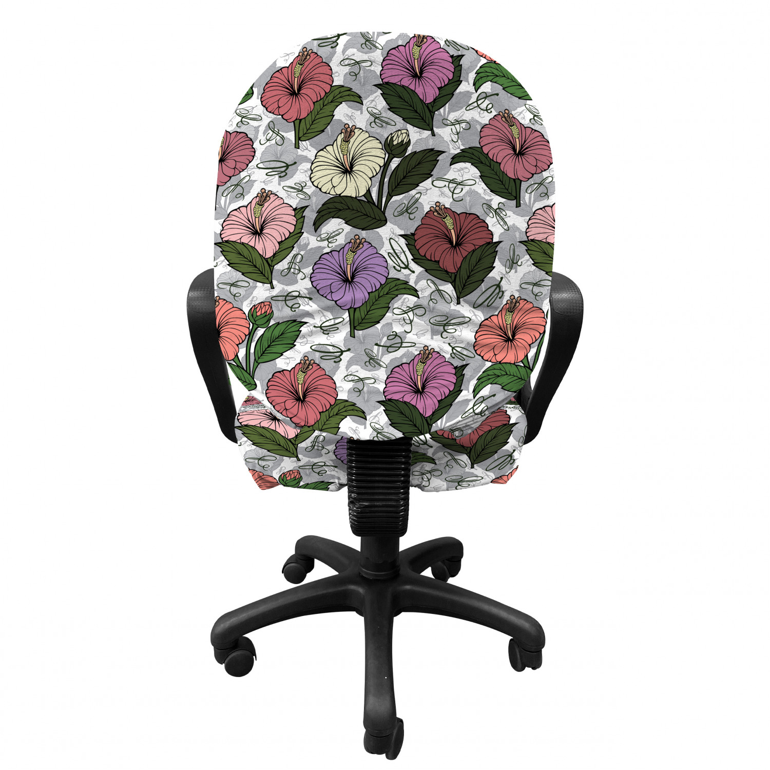 Ambesonne Vivid Floral Office Chair Slipcover Protective Stretch Cover