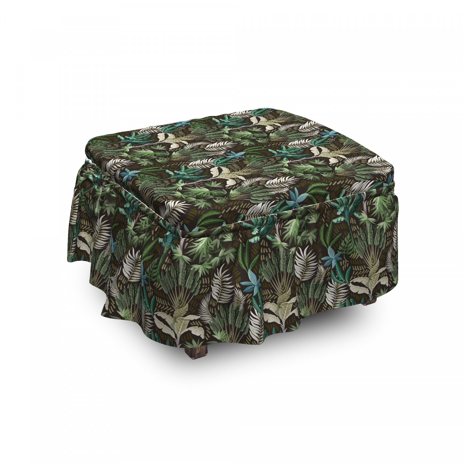 Ambesonne Tropical Summer Ottoman Cover 2 Piece Slipcover Set and Ruffle Skirt - Picture 69 of 204