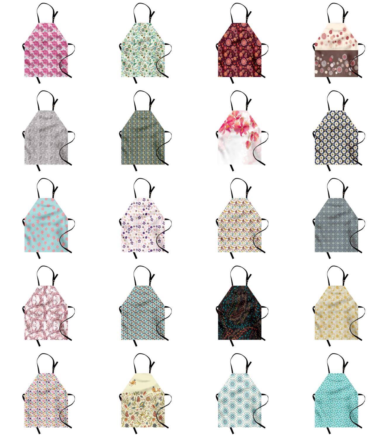 Ambesonne Flower Apron Unisex Kitchen Bib with Adjustable Neck Cooking Baking