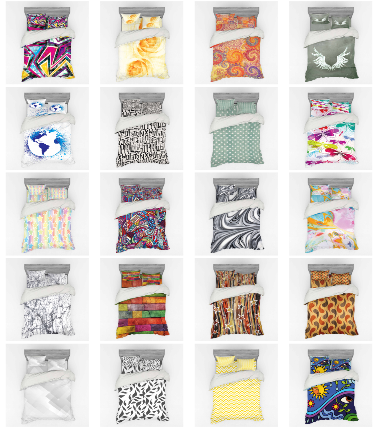 Ambesonne Colorful Surreal Bedding Set Duvet Cover Sham Fitted Sheet in 3 Sizes