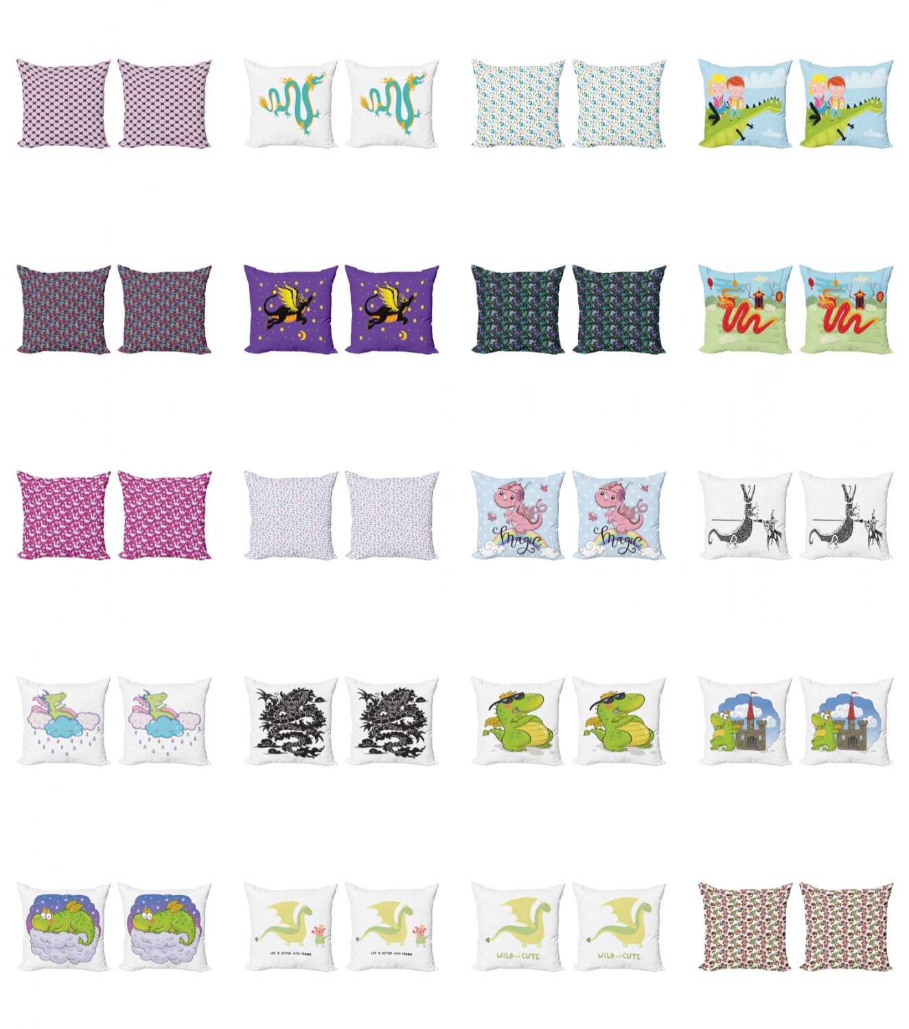 Ambesonne Dragon Cushion Cover Set of 2 for Couch and Bed in 4 Sizes
