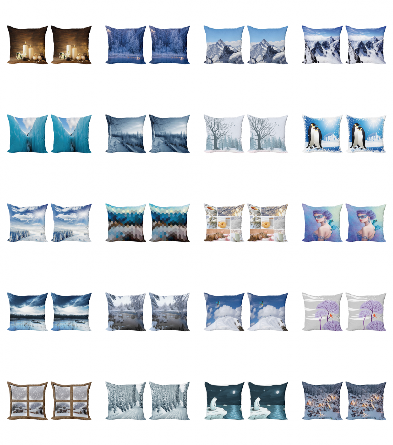 Ambesonne Winter Scene Cushion Cover Set of 4 for Couch and Bed in 4 Sizes