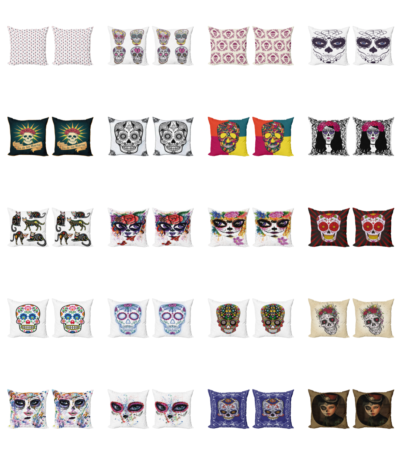 Ambesonne Sugar Skull Cushion Cover Set of 2 for Couch and Bed in 4 Sizes