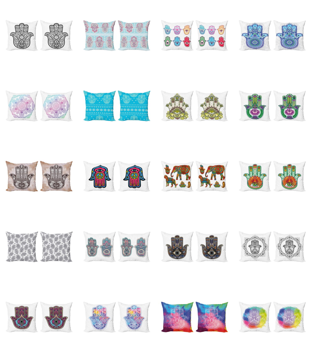 Ambesonne Hamsa Eastern Cushion Cover Set of 2 for Couch and Bed in 4 Sizes