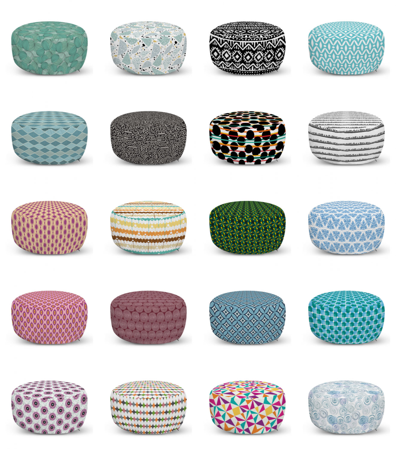 ambesonne abstract shapes ottoman pouf decor soft foot rest & removable cover