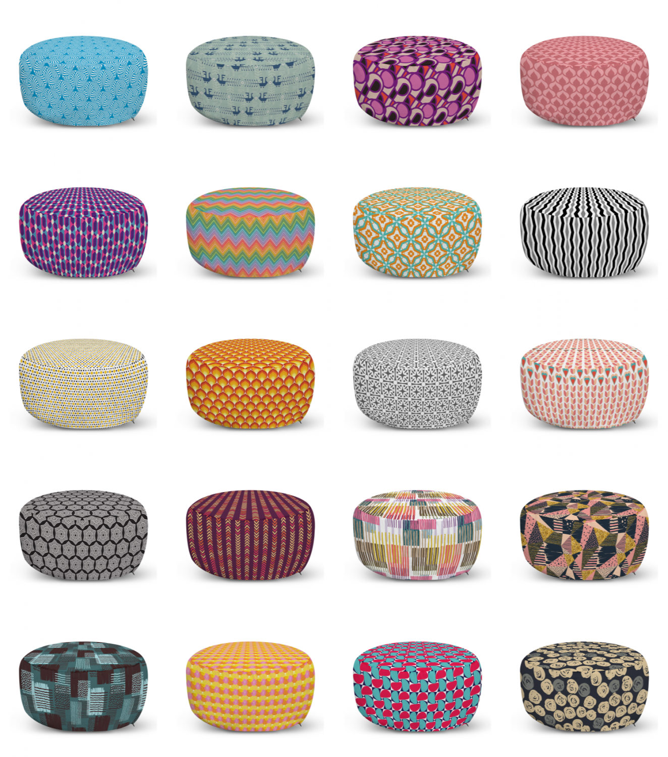 ambesonne modern abstract ottoman pouf decor soft foot rest & removable cover