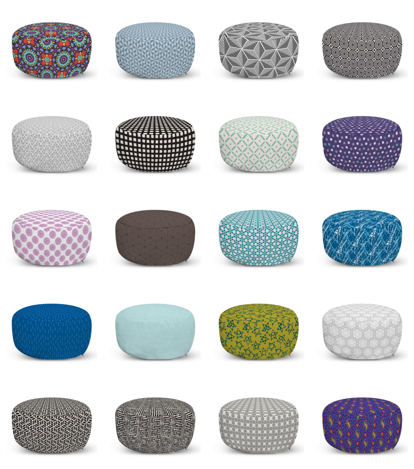 ambesonne simple abstract ottoman pouf decor soft foot rest & removable cover