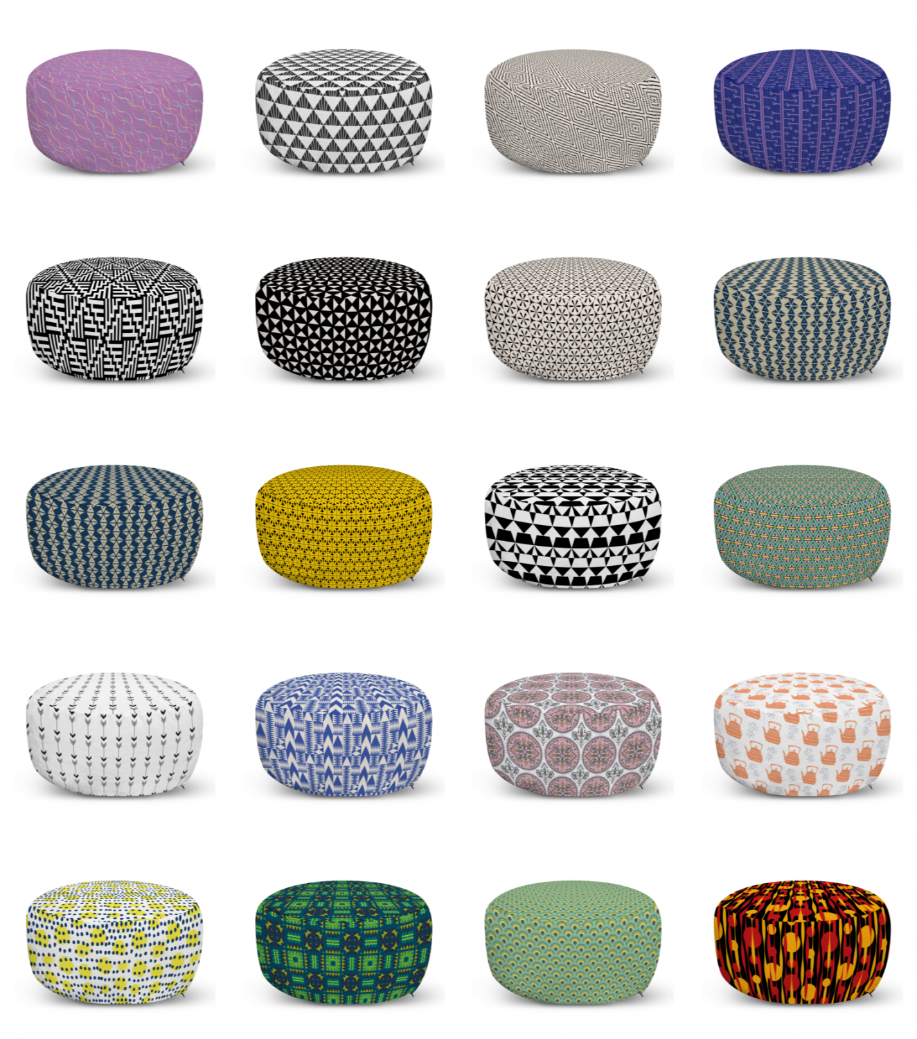 ambesonne art abstract ottoman pouf decor soft foot rest & removable cover