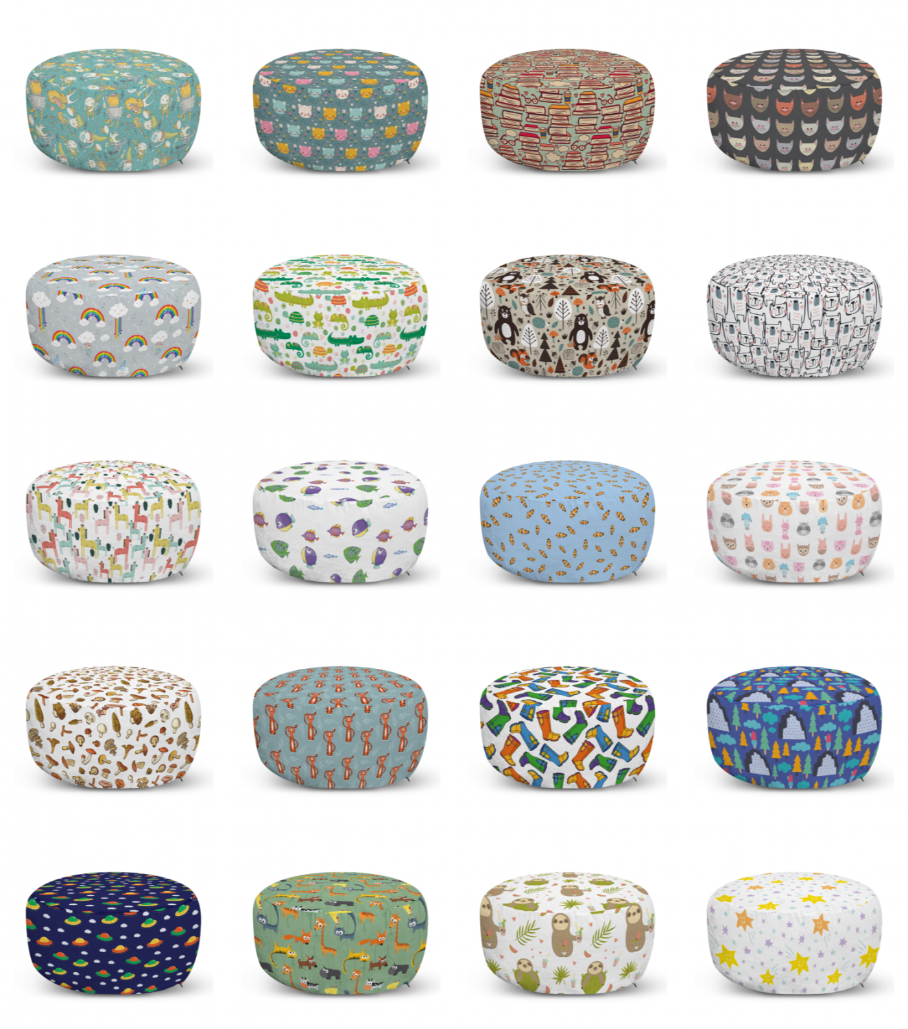 ambesonne cartoon ottoman pouf decor soft foot rest & removable cover