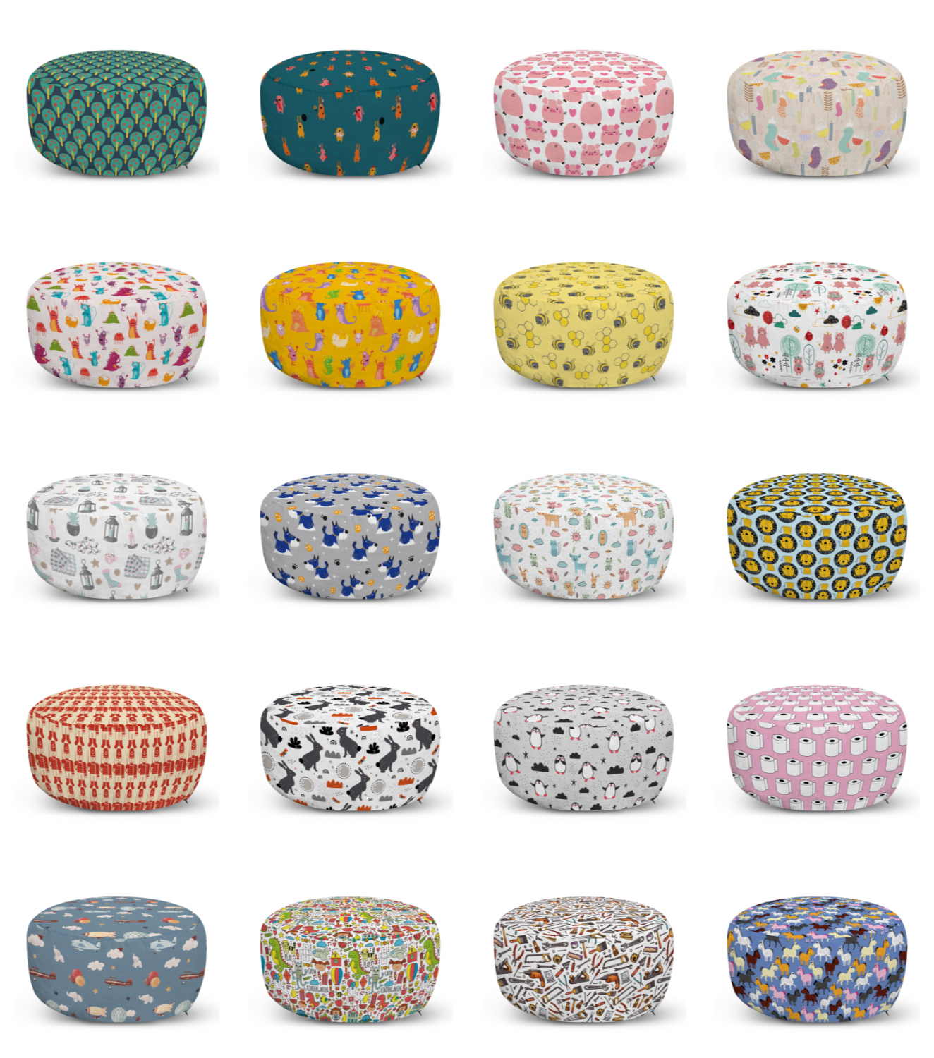 ambesonne cartoon design ottoman pouf decor soft foot rest & removable cover