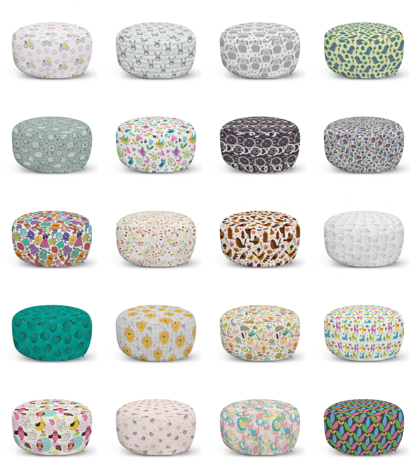 ambesonne cartoon themed ottoman pouf decor soft foot rest & removable cover