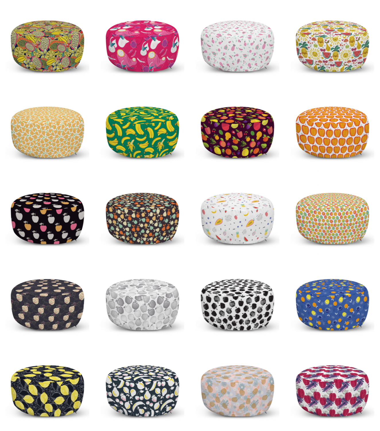 ambesonne print fruits ottoman pouf decor soft foot rest & removable cover