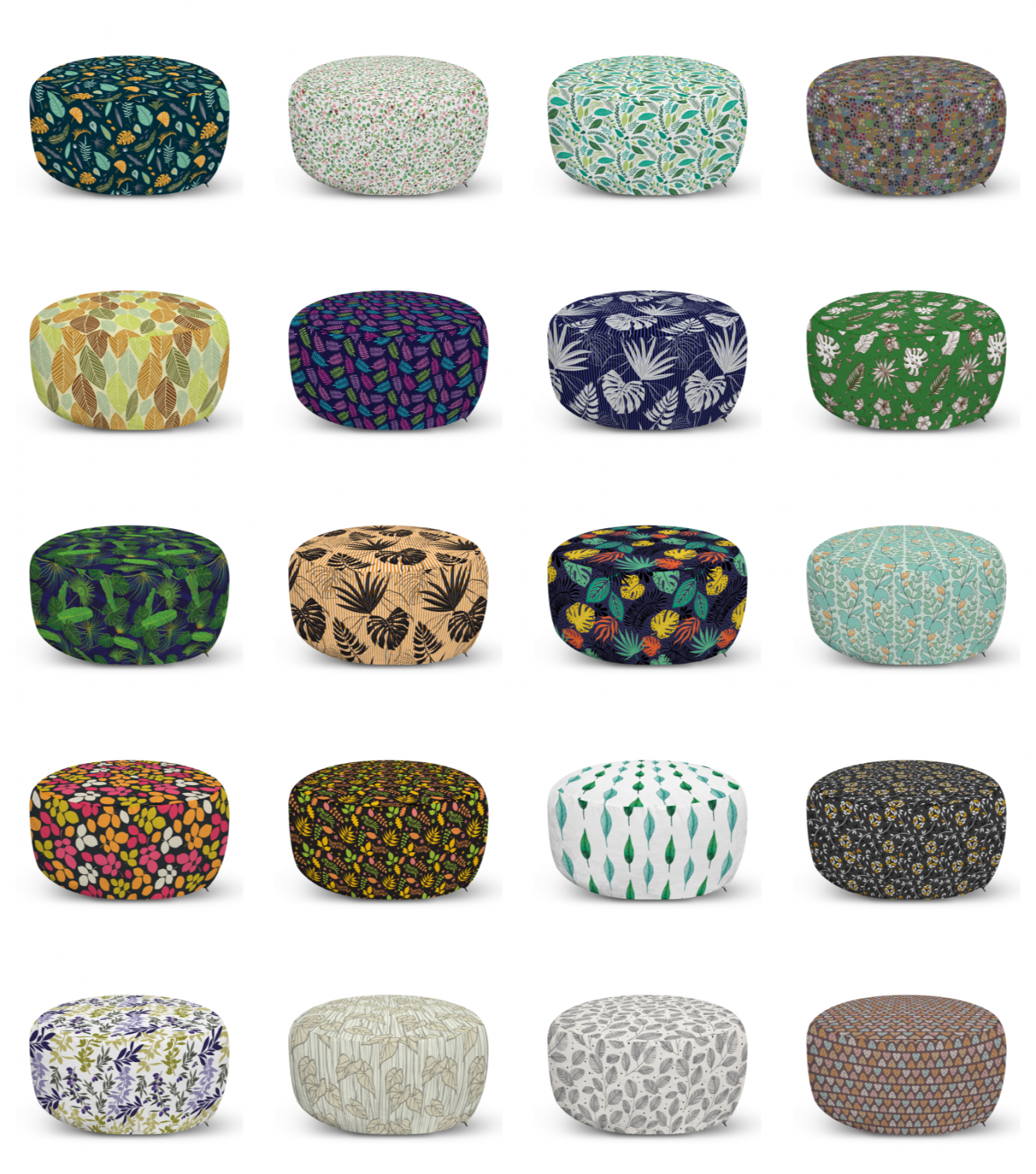 ambesonne leaves bloom ottoman pouf decor soft foot rest & removable cover