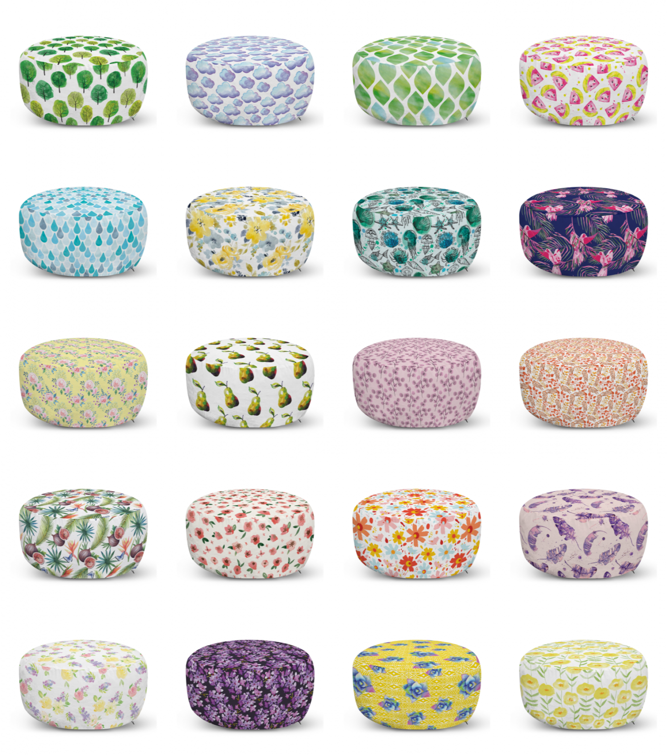 ambesonne watercolor ottoman pouf decor soft foot rest & removable cover