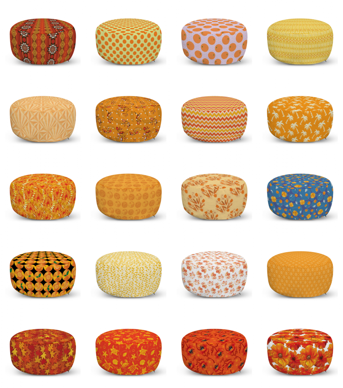 ambesonne orange ottoman pouf decor soft foot rest & removable cover