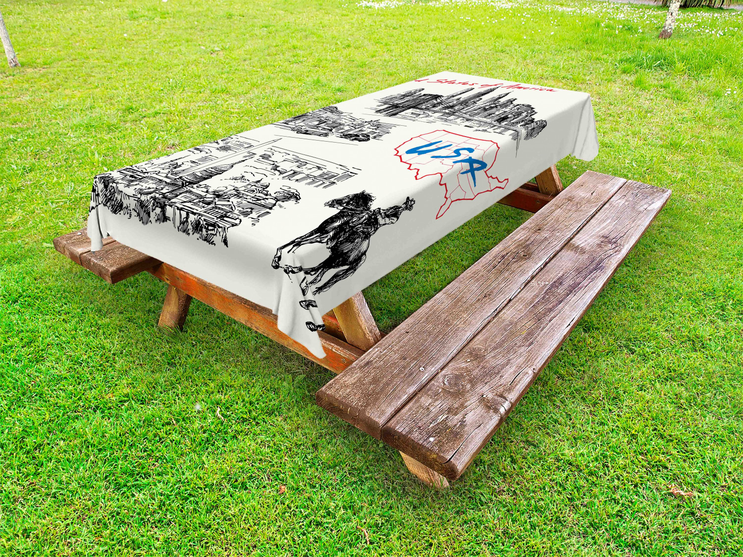 American Outdoor Picnic Tablecloth in 3 Sizes Washable Waterproof - Picture 39 of 44