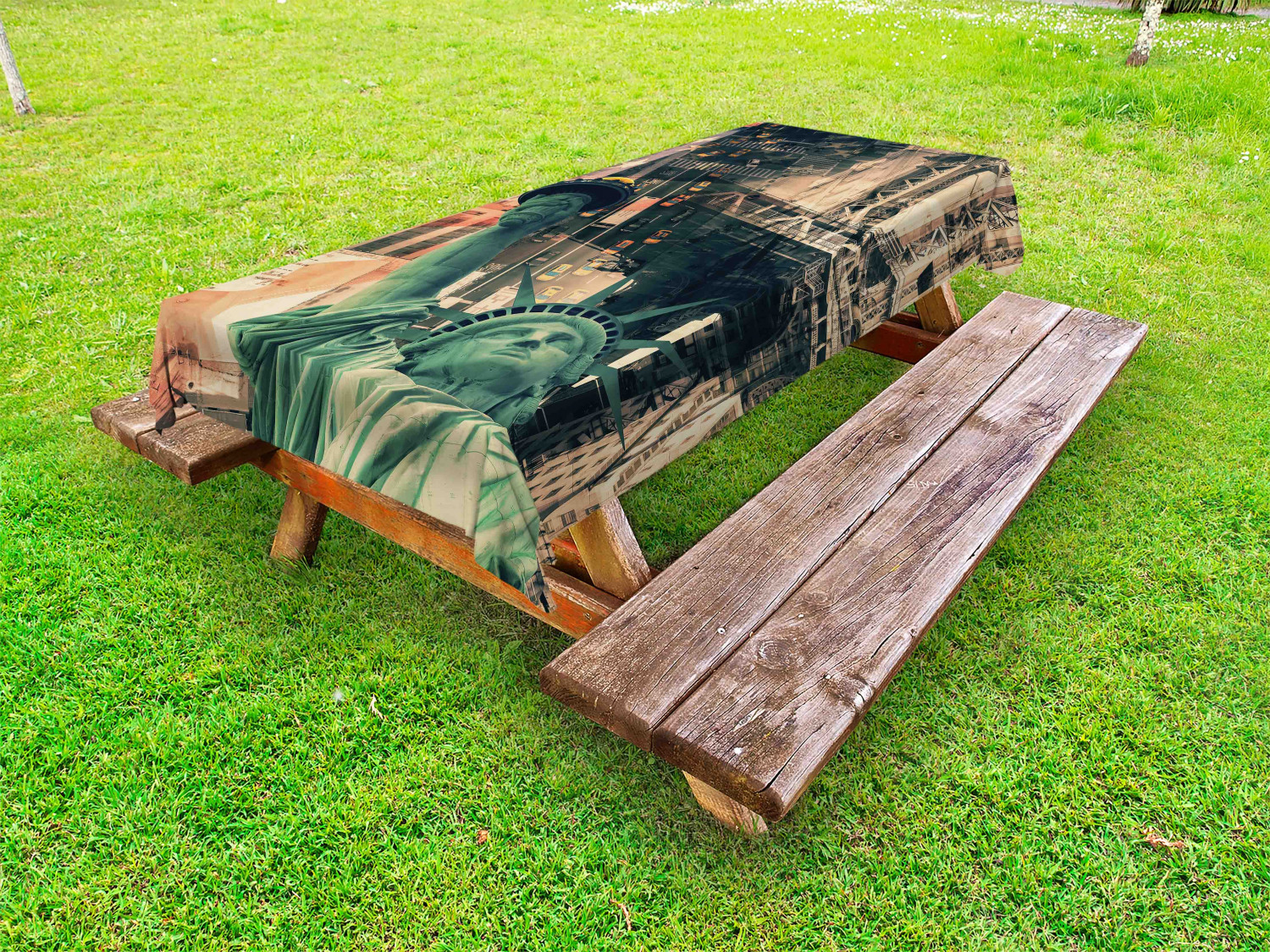 American Outdoor Picnic Tablecloth in 3 Sizes Washable Waterproof - Picture 19 of 44