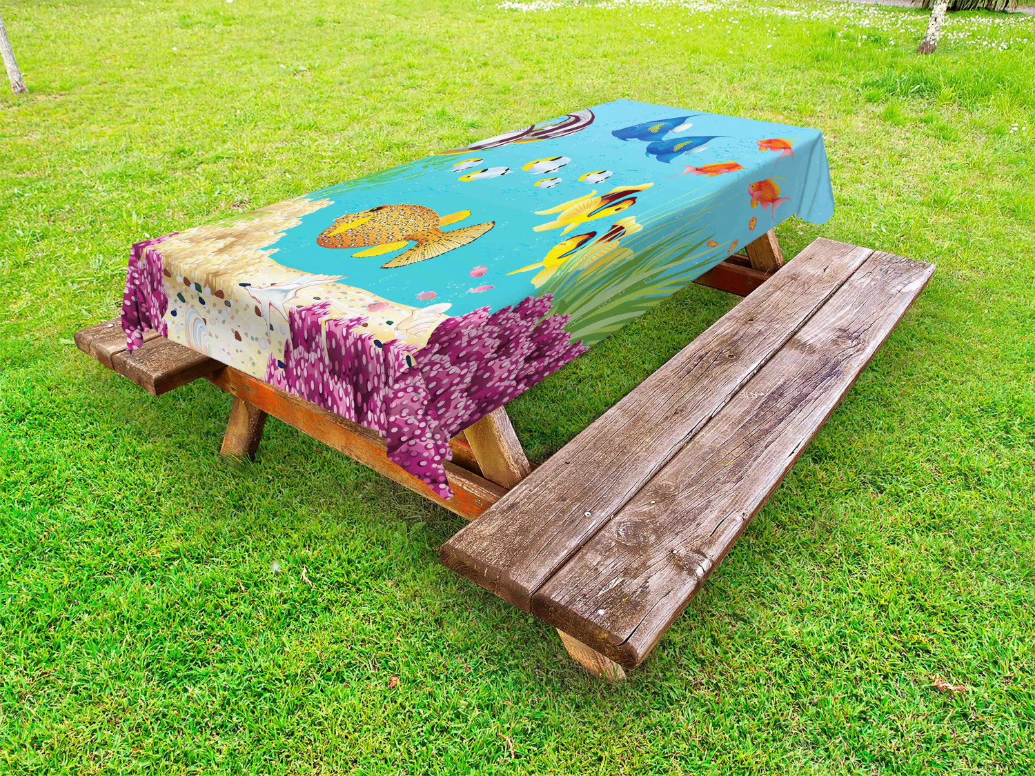 Ocean Fauna Outdoor Picnic Tablecloth in 3 Sizes Washable Waterproof - Picture 19 of 44