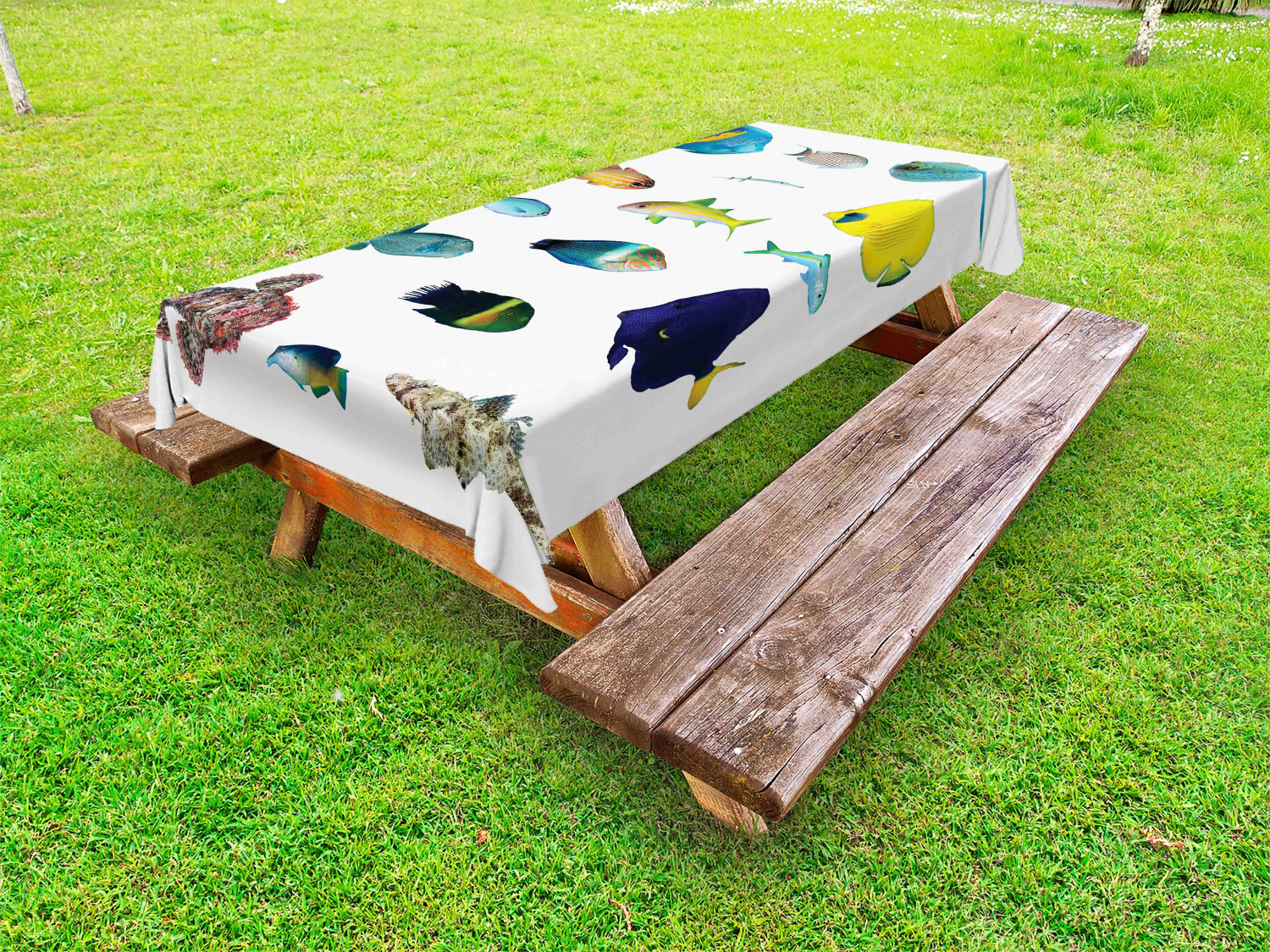 Ocean Fauna Outdoor Picnic Tablecloth in 3 Sizes Washable Waterproof - Picture 27 of 44