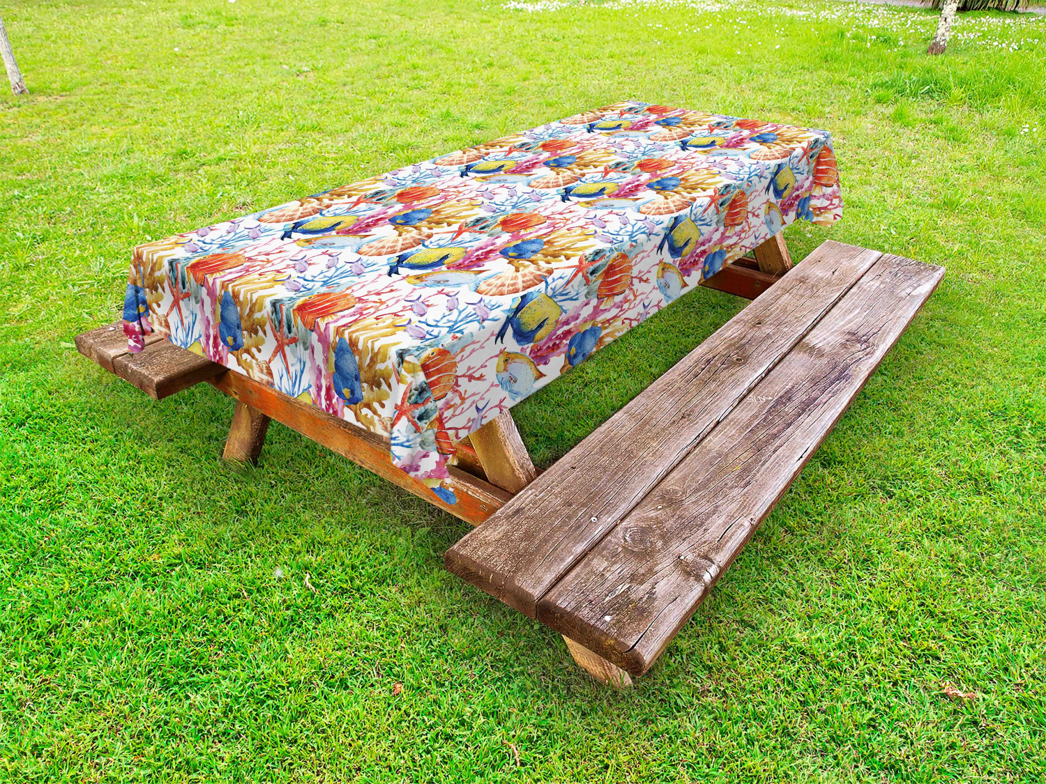 Ocean Fauna Outdoor Picnic Tablecloth in 3 Sizes Washable Waterproof - Picture 13 of 44
