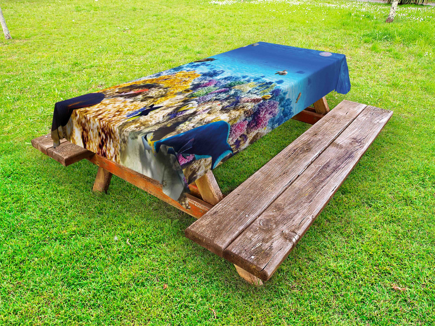 Ocean Fauna Outdoor Picnic Tablecloth in 3 Sizes Washable Waterproof - Picture 43 of 44