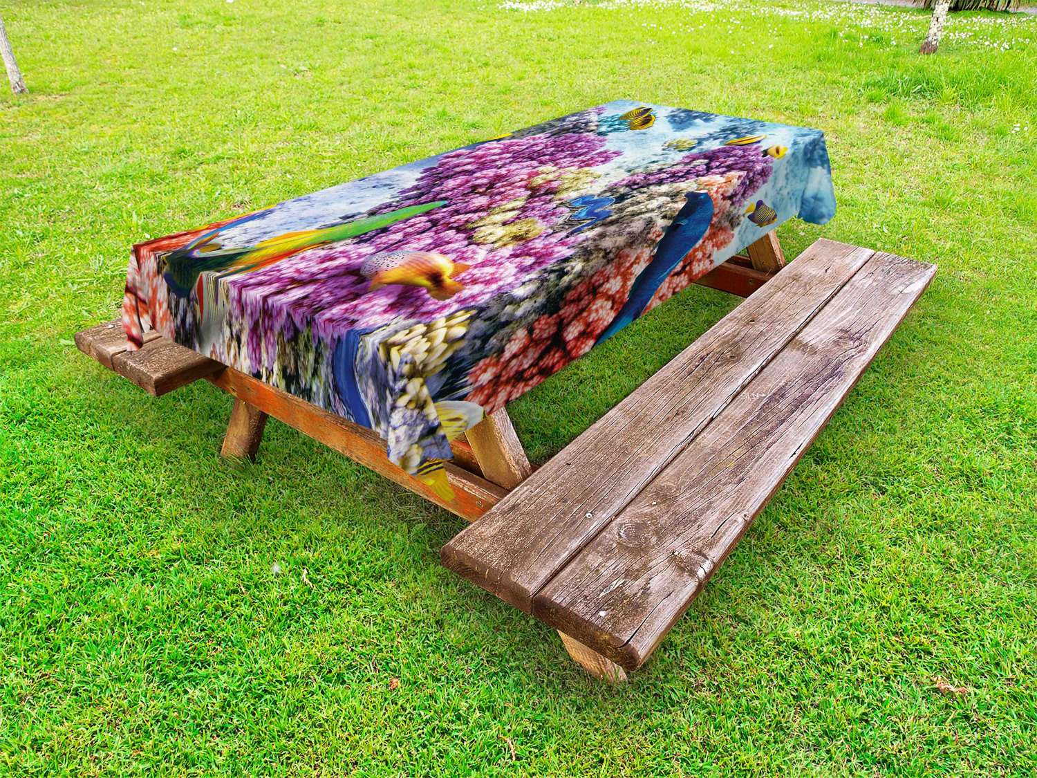 Ocean Fauna Outdoor Picnic Tablecloth in 3 Sizes Washable Waterproof - Picture 9 of 44