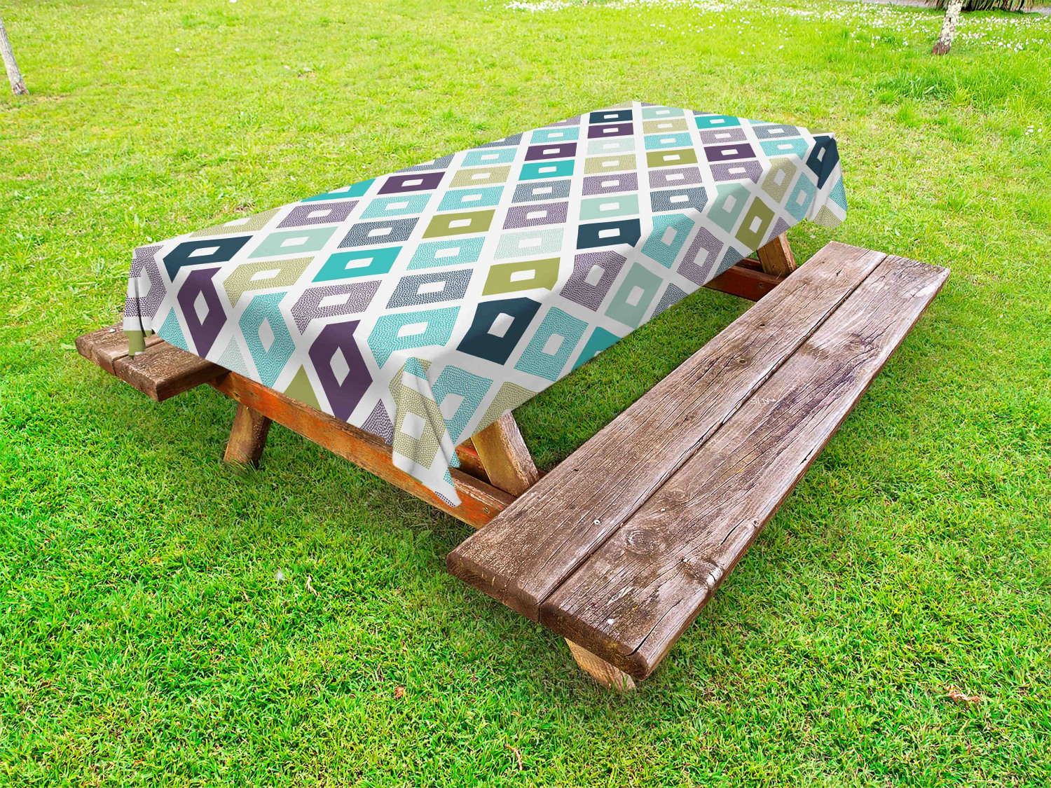 Colorful Compoistion Outdoor Picnic Tablecloth in 3 Sizes Washable Waterproof