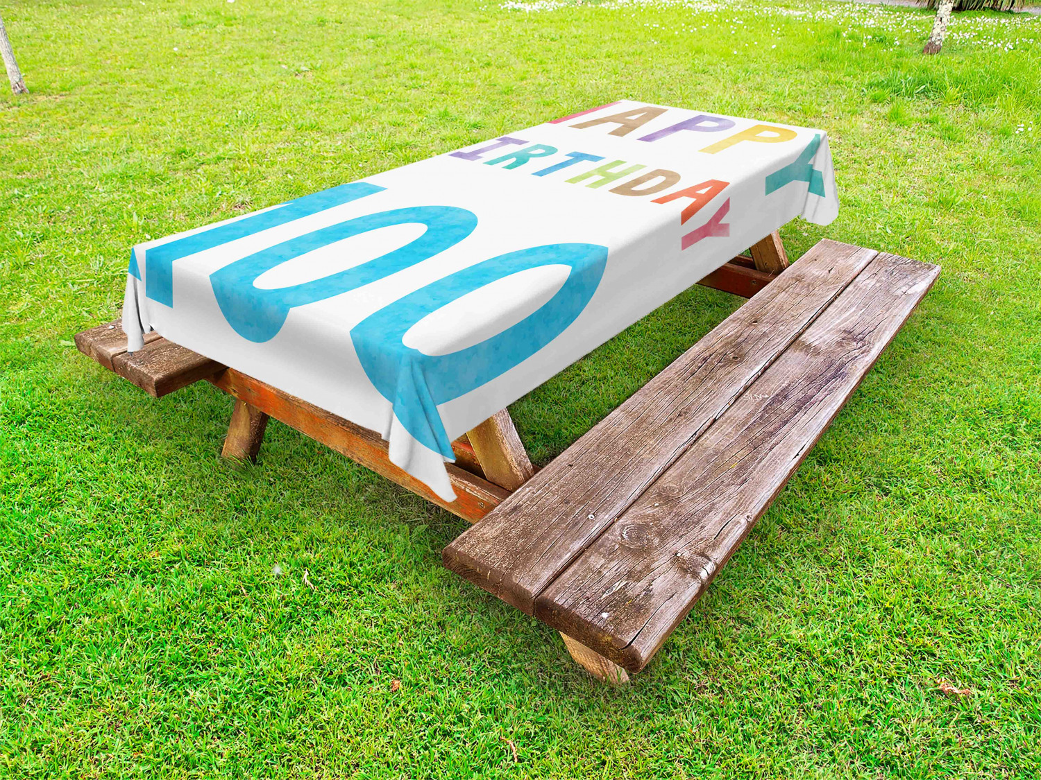 100th Birthday Outdoor Picnic Tablecloth in 3 Sizes Washable Waterproof - Picture 19 of 28