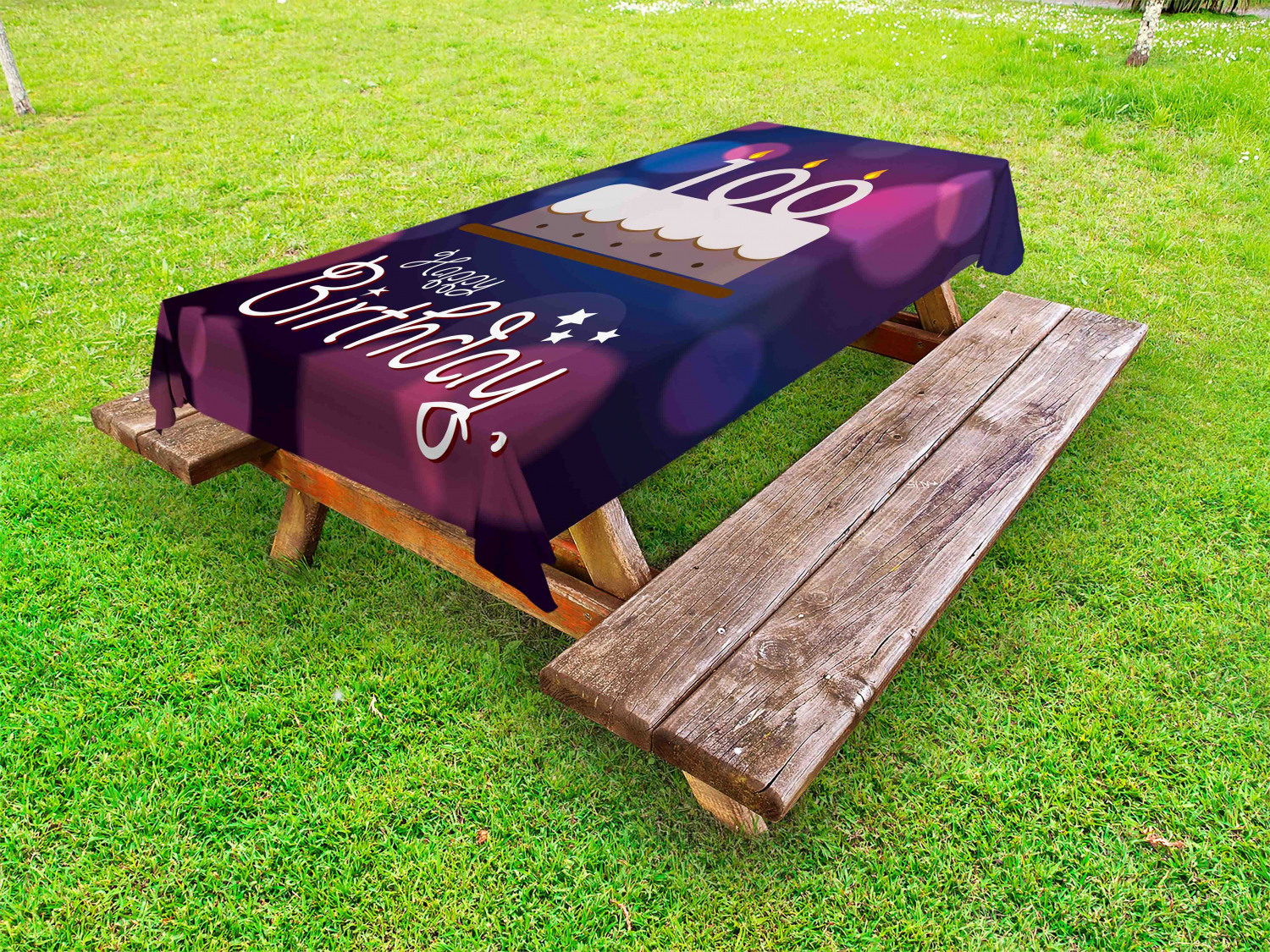 100th Birthday Outdoor Picnic Tablecloth in 3 Sizes Washable Waterproof - Picture 9 of 28