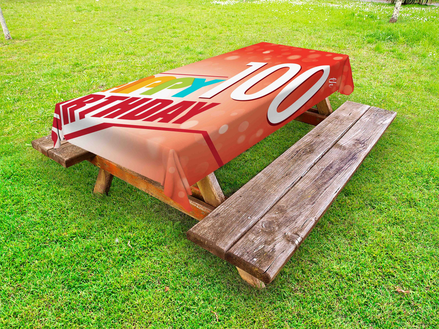 100th Birthday Outdoor Picnic Tablecloth in 3 Sizes Washable Waterproof - Picture 27 of 28