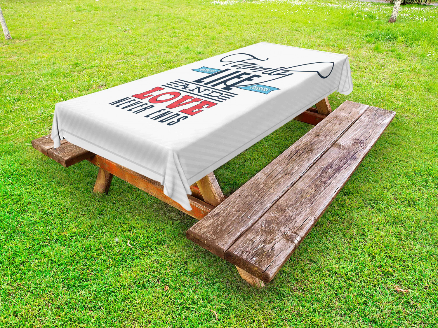 Family Outdoor Picnic Tablecloth in 3 Sizes Washable Waterproof Ambesonne - Picture 41 of 46