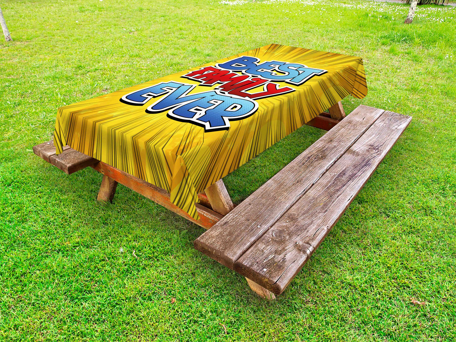 Family Outdoor Picnic Tablecloth in 3 Sizes Washable Waterproof Ambesonne - Picture 9 of 46