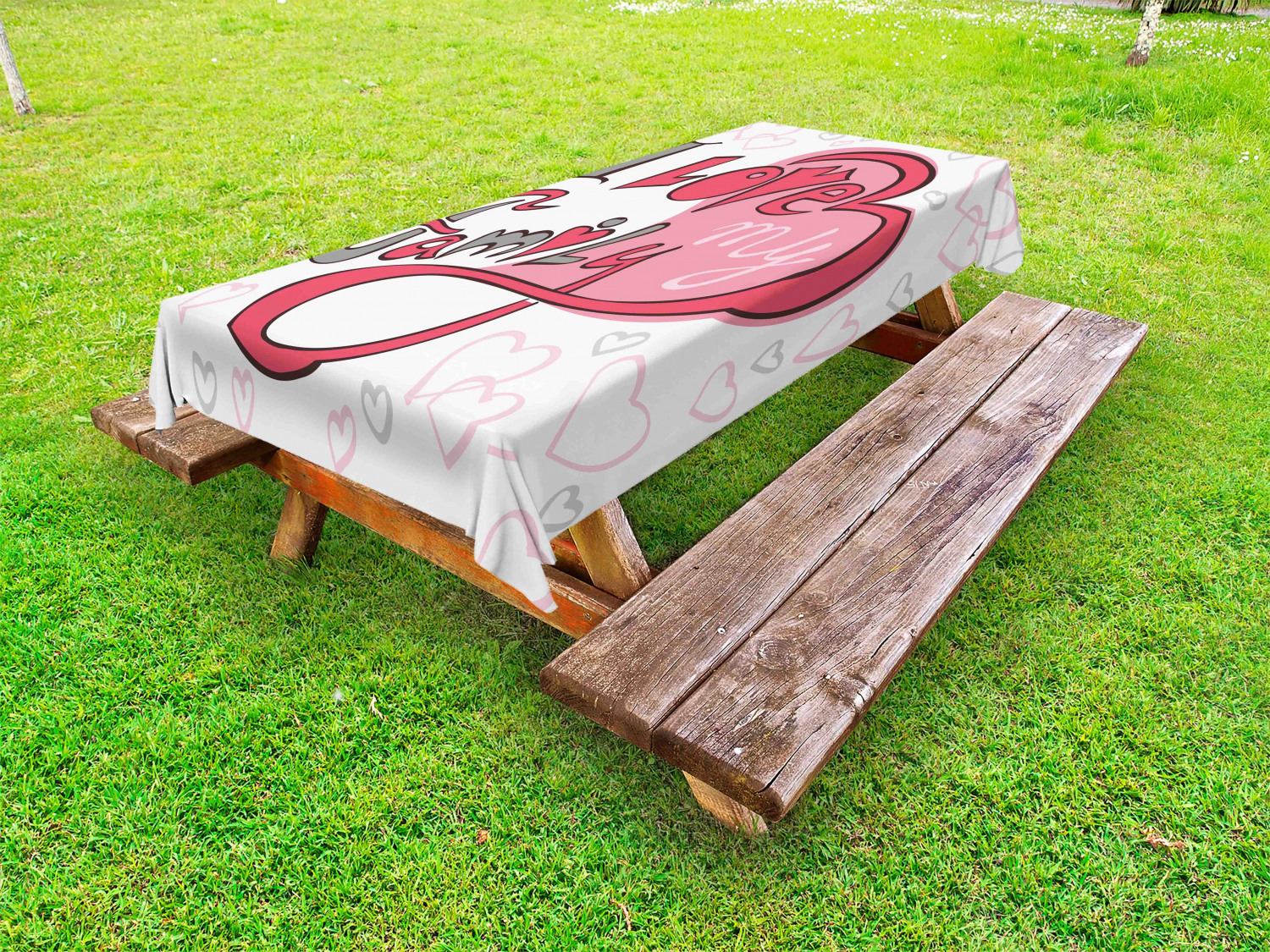 Family Outdoor Picnic Tablecloth in 3 Sizes Washable Waterproof Ambesonne - Picture 15 of 46