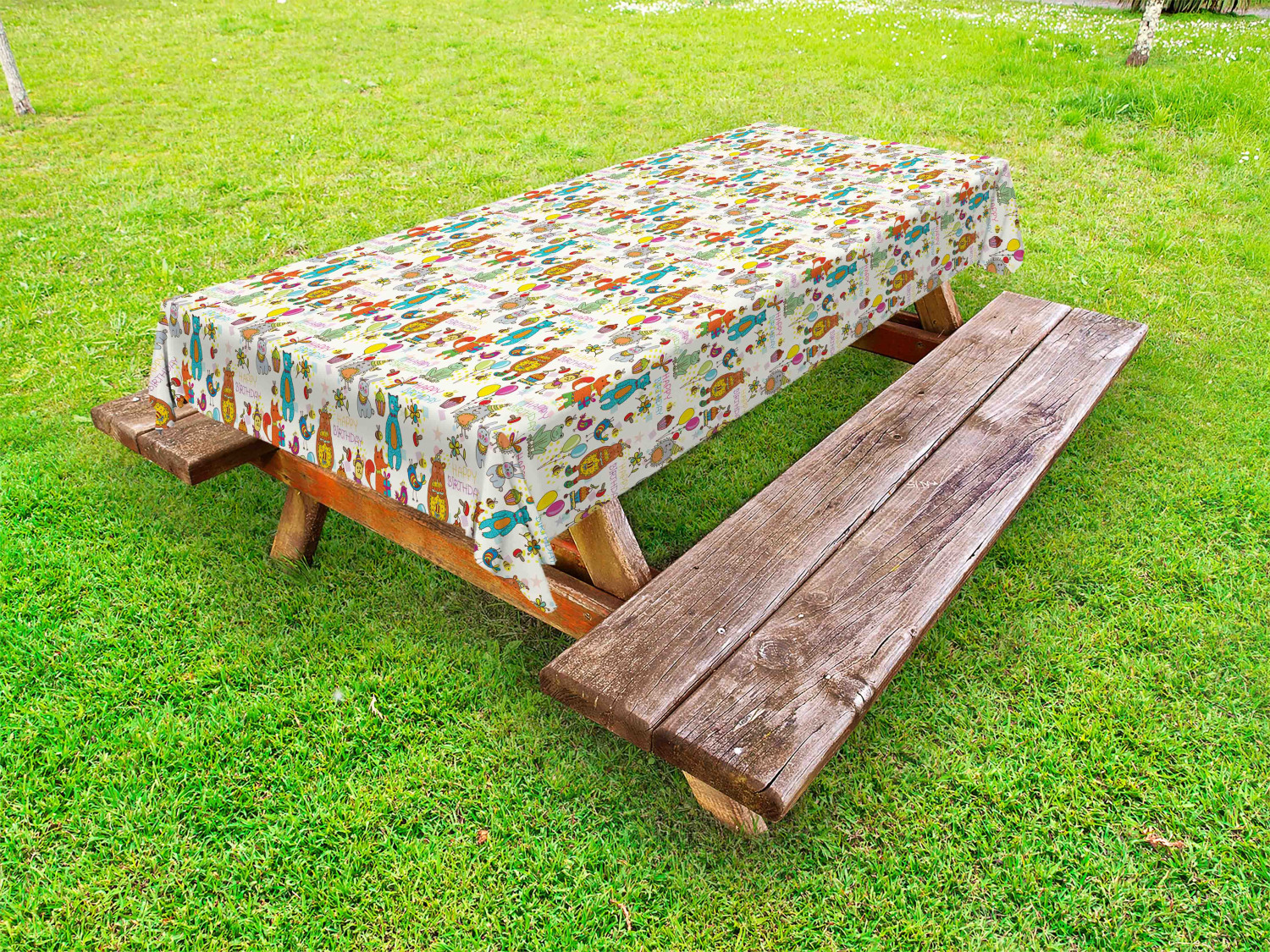 Ambesonne Birthday Outdoor Picnic Tablecloth in 3 Sizes Washable Waterproof - Picture 27 of 28